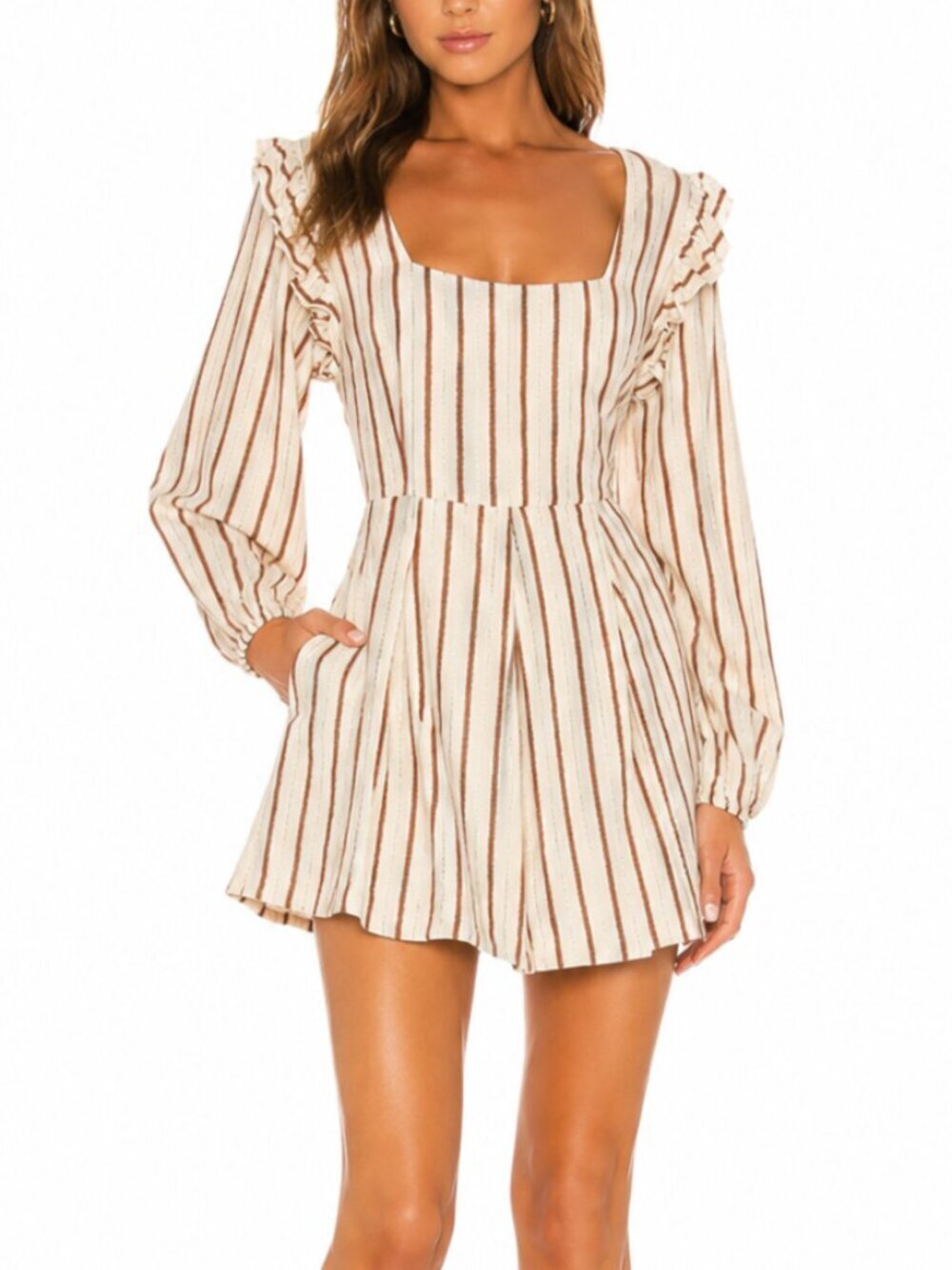 Tularosa Blaine Metallic Stripe Babydoll Mini Dress Revolve